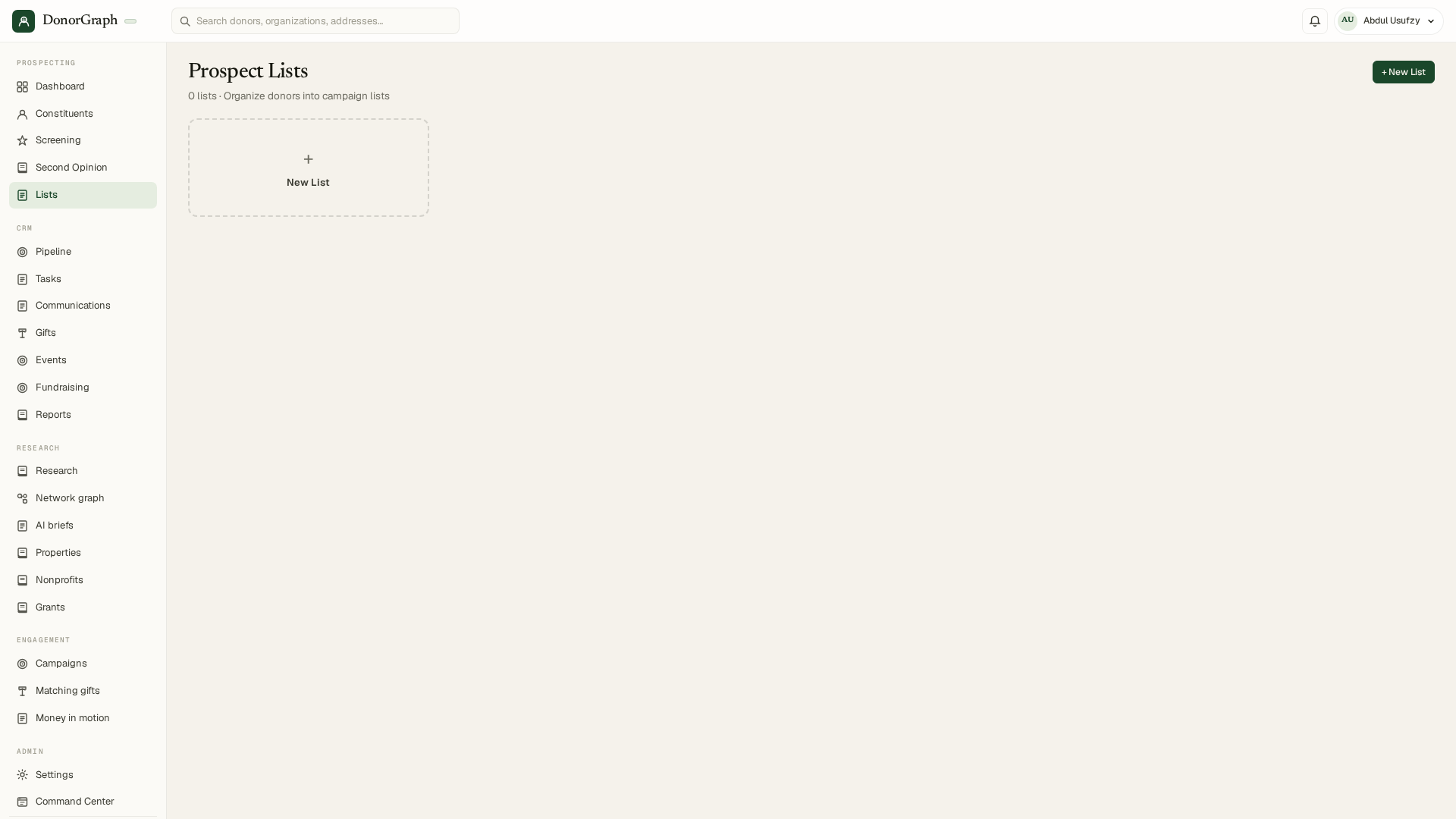 Prospect lists